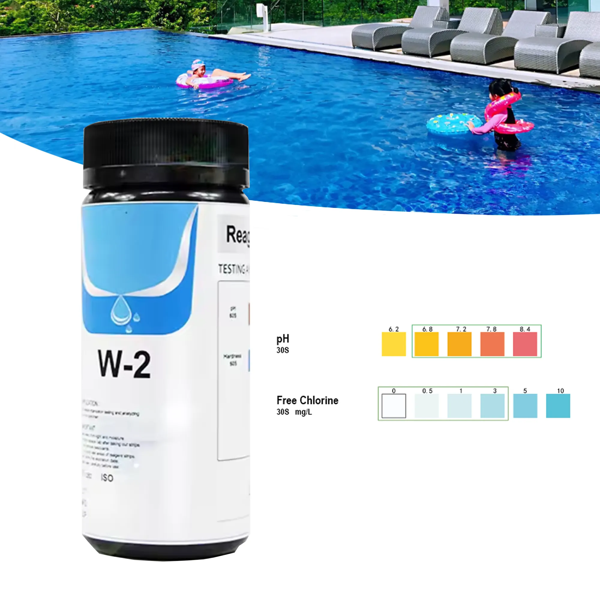 Hete Verkoop Water Teststrip Voor Zwembad & Spa Water Test Kits 2 In 1 Ph En Vrij Chloor In Desinfector