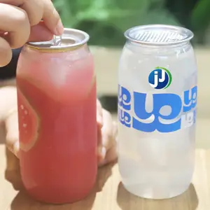 Lata de plástico personalizada de 500ml para bebidas, lata de refresco con tapa de fácil apertura