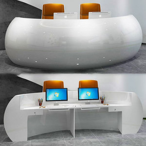 Modern Wood <b>Reception</b> <b>Counter</b> Laminate Finish LED Light Beauty Salon Office Lobby Hotel Clinic Front Desk - Product Image 5