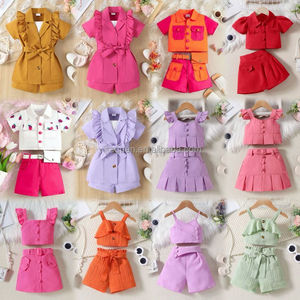 Ensemble formel d'été à manches courtes pour nouvelles filles Vente en gros Robe pour enfants Robe de mariage pour enfants Costume pour filles