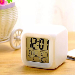 <b>LED</b> Digital Alarm <b>Clock</b> Modern Multi-Color Cube Snooze Function Temperature Monitor Battery Powered Desktop Ramadan 6619 Digital - Product Image 5