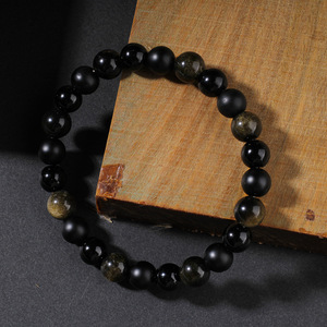 Pulsera <span class=keywords><strong>de</strong></span> <span class=keywords><strong>Piedras</strong></span> <span class=keywords><strong>de</strong></span> <span class=keywords><strong>Ojo</strong></span> <span class=keywords><strong>de</strong></span> <span class=keywords><strong>Tigre</strong></span> y Obsidiana <span class=keywords><strong>de</strong></span> 8mm, Unisex, Hecha a Mano, con Cuentas, Diseño Geométrico Moderno, Ideal para Regalo - Product Image 2