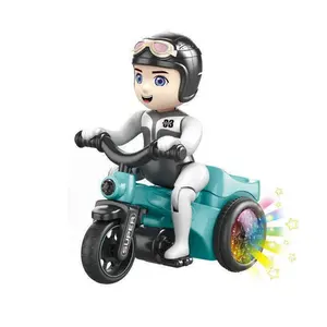 특수 효과 전기 세발 자전거 음악 조명 페달 범용 자전거 360 도 회전 오토바이 어린이 장난감