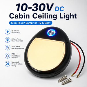 Plafonnier LED tactile 10-30V DC, étanche IP40, blanc chaud, lampe d'intérieur pour camping-car, caravane, yacht, bateau marin - Product Image 1