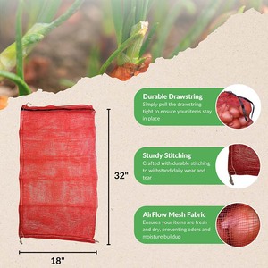 Tùy ChỉNh Nóng bán 50*80cm nhựa màu đỏ đóng gói Rau PP Ống Leno lưới túi cho nông nghiệp hành tây khoai tây - Product Image 2