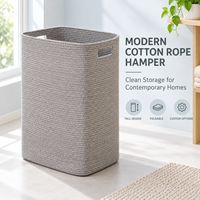 Paniers à linge pliables tressés faits à la main, grande capacité, en corde de coton, avec poignées durables – Nouveauté 2026, Vente Flash