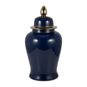 Vaso Decorativo in Ceramica con Coperchio Blu Navy per Arredamento Casa, Soggiorno, Camera da Letto, Cucina - Product Image 1