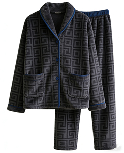 Pyjama d'hiver pour <span class=keywords><strong>homme</strong></span> en <span class=keywords><strong>polaire</strong></span> corail de haute qualité, ensemble haut et pantalon épais, doux, ample et respirant - Product Image 1