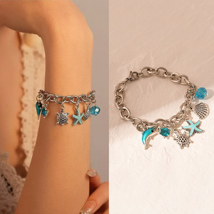 Pulsera de moda de aleación antigua de alta calidad al por mayor para Europa Estados Unidos Fishtail Marine Holiday Wind Drop Oil Pearl Pendant - Product Image 3