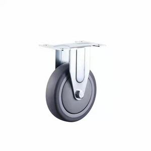Swivel Caster Wheel With Side Pedal Brake Gray Polyurethane 100x80mm Flat Plate For Warehousing Logistics - Product Image 3