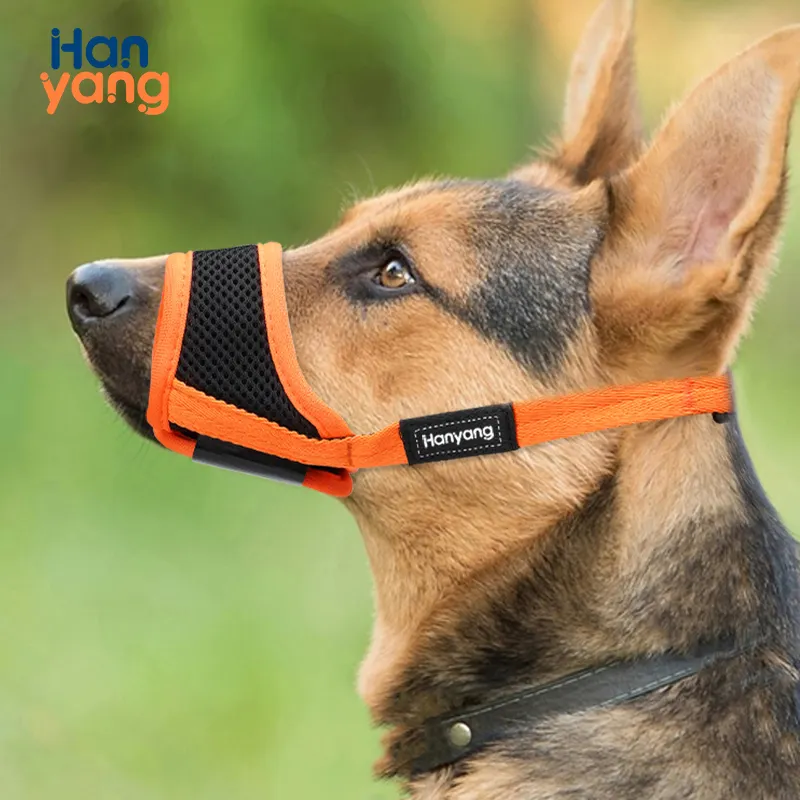 HanYang OEM Custom No Bark Air Mesh Adjustable Dog muzzle Breathable Soft Anti Biting Barking Chewing Pet Muzzle for Large Dogs
