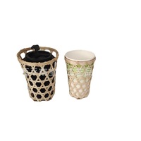 Petit panier rond en bambou tressé pour porte-gobelets de thé au lait et de café, artisanat populaire DIY, artisanat artistique