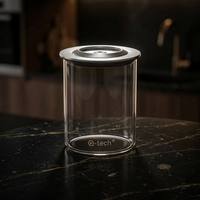 Pot de conservation alimentaire en verre borosilicate avec couvercle hermétique, boîte en verre transparente sous vide pour grains de café, thé, vente en gros