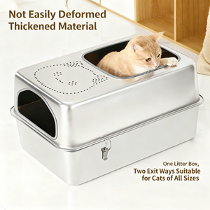 Caixa de Areia para Gatos Criativa, Ecológica, Durável, em Aço Inoxidável, com Alta Proteção contra Respingos, Semi-Fechada - Product Image 2