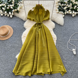 <span class=keywords><strong>Abito</strong></span> elegante da donna di lusso <span class=keywords><strong>con</strong></span> spalle corte <span class=keywords><strong>abito</strong></span> a maniche corte <span class=keywords><strong>con</strong></span> collo alto cintura <span class=keywords><strong>con</strong></span> <span class=keywords><strong>balze</strong></span> elegante <span class=keywords><strong>abito</strong></span> <span class=keywords><strong>lungo</strong></span> - Product Image 2