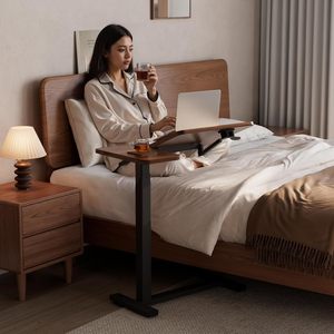 <span class=keywords><strong>Mesa</strong></span> Auxiliar <span class=keywords><strong>de</strong></span> Madera Maciza para <span class=keywords><strong>Cama</strong></span> <span class=keywords><strong>con</strong></span> <span class=keywords><strong>Ruedas</strong></span>, Inclinable y Ajustable, Móvil Médico para Camas <span class=keywords><strong>de</strong></span> Hospital, Hogar y Oficina - Product Image 2