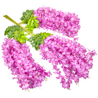 Bunga Wisteria Buatan Tanaman Hijau Tahan Air Sutra Plastik Gantung Plafon Ruang Tamu untuk Pernikahan Wisuda Paskah