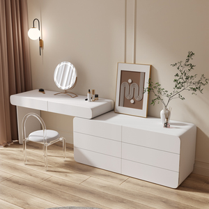 Table de maquillage haut de gamme pour chambre à coucher, Design en bois massif, ensemble de coiffeuse personnalisé accepté - Product Image 5