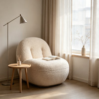 Fauteuil pivotant moderne CARLFORD, fauteuil d'appoint pour la maison, les bars, les bureaux et les chambres, fauteuil bouclé, fauteuil de luxe pour le salon