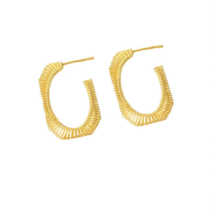 Orecchini a Cerchio in Acciaio Inossidabile Traforati, Tono Dorato, Gioielli alla Moda, Stile Geometrico Trendy per Donne - Product Image 2