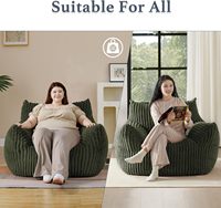 Fauteuil Poire avec Accoudoirs - Grand Pouf Confortable en Tissu Rose, Facile d'Entretien, Canapé de Sol, Chaise d'Appoint pour Salon et Chambre