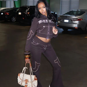 C0305, осенний комплект из 2 предметов, уличная мода, Спортивная толстовка с капюшоном, штаны для бега - Product Image 2