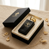 Flacon de parfum rectangulaire noir personnalisé de 100 ml en verre avec pulvérisateur à sertir, anti-fuite, rechargeable, emballage de luxe, sérigraphie, 100 pièces