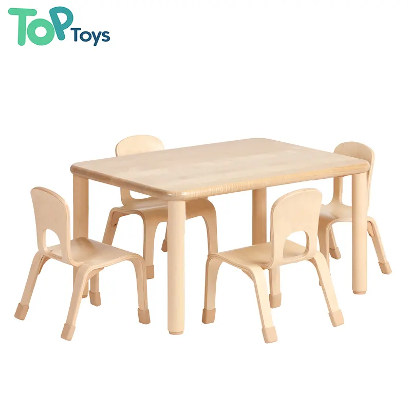 TOP Wood Montessori Kid Study Table Desk And Chair Children Wooden Kindergarten Preschool Playroom Activity Table Furniture Sets