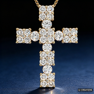 CUSTOM SILVER 10K/14K/18K GOLD PLATED LAB GROWN CVD DIAMOND CLASSIC ENGAGEMENT GIFT SWEATER <b>CHAIN</b> NECKLACE <b>CROSS</b> PENDANT - Product Image 6