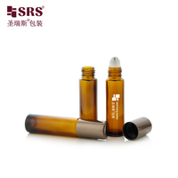 Flacon roll-on en verre ambré vide de 10 ml, sans fuite, applicateur pour huiles essentielles