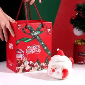 Hand-painted <b>Christmas</b> Ceramic Cups with LIDS Large-capacity Cartoon Santa Claus <b>Gifts</b>, Water Cup - Product Image 4