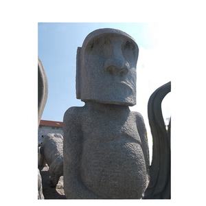 Estatua Moái de Piedra de Granito Natural de la Isla de Pascua, <span class=keywords><strong>Escultura</strong></span> Tallada a Mano - Product Image 1
