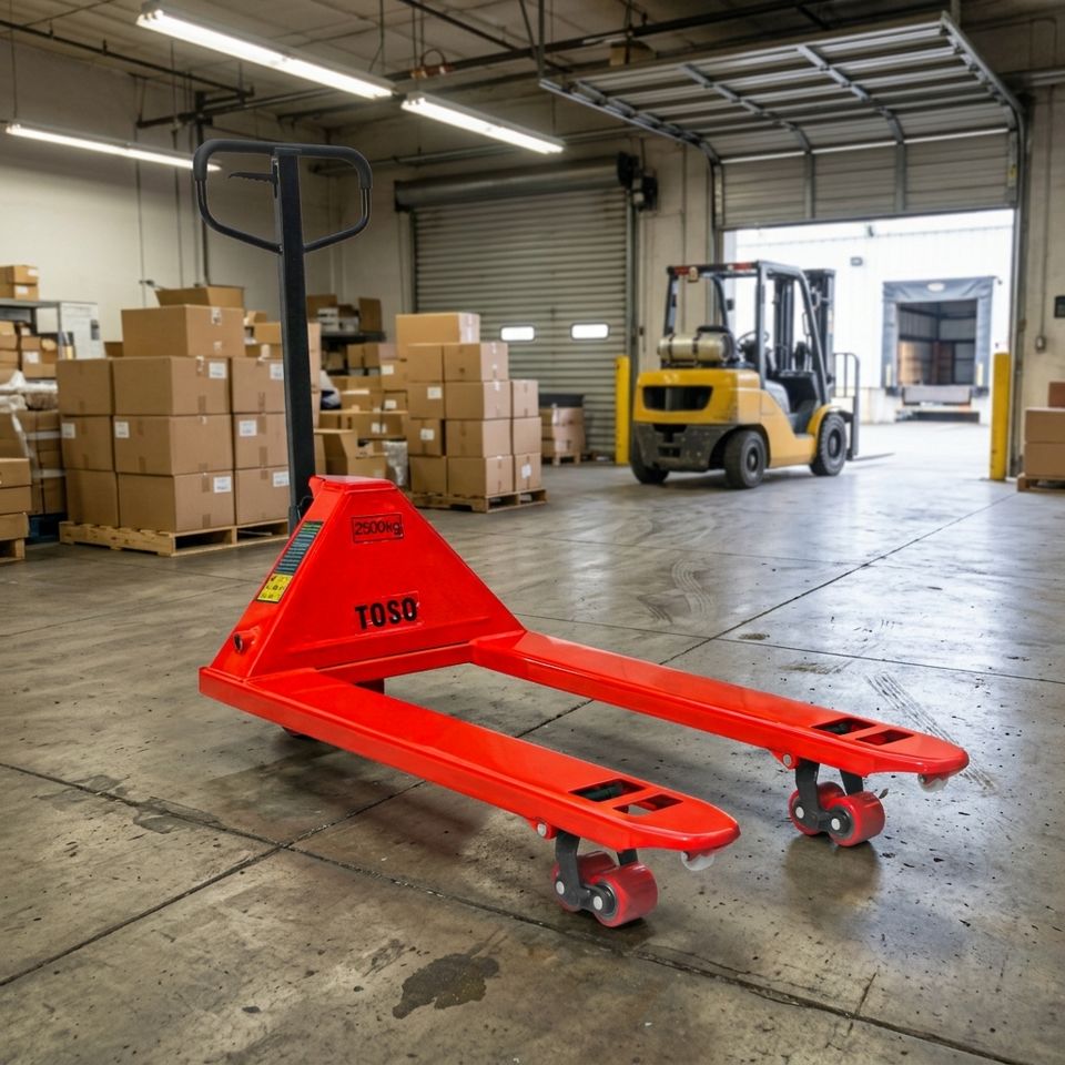 Manual Pallet Truck 2 Ton Capacity PU Forklift Wheels Offroad & Indoor ...