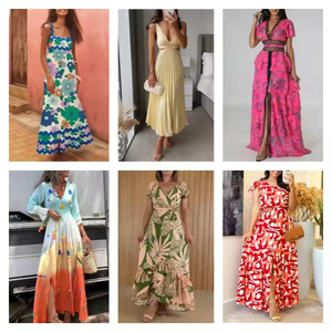 Vestidos de Primavera 2026 con Mangas Farol y Cuello en V, con Cinturón, Estilo Plisado, Estilo Aleatorio - Product Image 3