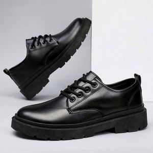 Zapatos Oxford de Cuero Negro para Hombre, con Punta Redonda, Cordones, Antideslizantes, Estilo Formal para Oficina, para Todas las Temporadas - Product Image 1