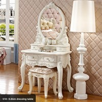 Table de toilette moderne minimaliste de style européen et français avec tiroirs et tabouret de maquillage en MDF pour chambre à coucher et petit appartement