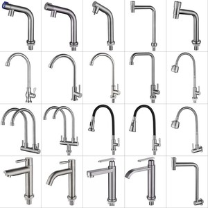 Torneira para pia de aço inoxidável com alça única para torneira de pia de pia fria Torneira para cozinha Metal Lavatór - Product Image 1