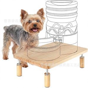 Comedero automático para mascotas de madera maciza, elevado para gatos y perros, base de alimentación multiusos con soporte para botella de agua - Product Image 1