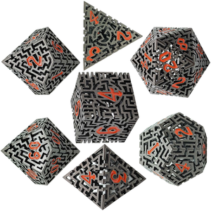 Juego de Dados Poliédricos de Cobre de 7 Piezas con Patrón Intrincado Multidimensional Creativo, Multicolor, Duradero, para Juegos de D&D y Cálculo de Probabilidades - Product Image 1
