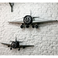 Décoration murale rétro en fer, haute qualité, 1 pièce, décoration industrielle antique, avion, horloge murale créative, bar, restaurant et café, 2021