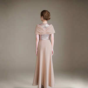 فستان سهرة طويل فاخر مزين بالترتر مع كاب للحفلات الرسمية وحفلات الزفاف بمقاسات من L إلى 5XL وألوان متعددة فستان كاجوال لأم العروس - Product Image 4