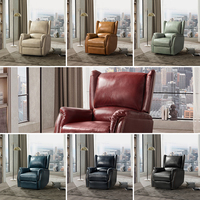 Sillón Reclinable Eléctrico de Cuero Genuino Moderno con Reposabrazos Acolchados y Soporte Ergonómico para la Espalda, para la Comodidad del Salón