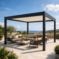 Zeitgenössische Aluminium-Pergola Bioklimatisches Lamellendach Elektrisch Betrieben Wasserdicht Pulverbeschichtet für Balkon, Poolbereich und Innenhof