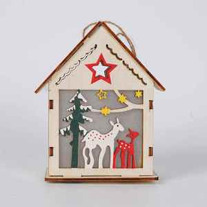 Wholesale High Quality Wooden <b>LED</b> Christmas Village Houses Colorful Hanging Ornament Custom Holiday <b>Tree</b> Decoration Miniature - Product Image 2