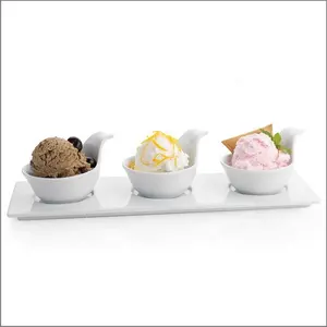 Op Maat Gemaakte Inrichting 3 Stuks Porseleinen Schotelplaatset Keramische Dip Dessertkom Witte Dipsauskommen Voor Dagelijks Gebruik