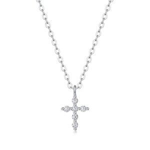 Nuova Collana in Moissanite con Pendente a Croce da 0,6 <span class=keywords><strong>Carati</strong></span> Placcata in <span class=keywords><strong>Oro</strong></span> Bianco 18K su Argento Sterling <span class=keywords><strong>925</strong></span> Gioielli all'Ingrosso - Product Image 5