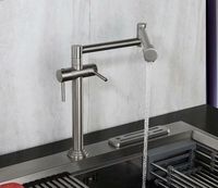Robinet de cuisine à poignée unique et à double joint pivotant, bec de remplissage de casserole à montage sur pont, tige d'extension d'évier polie en céramique de zinc