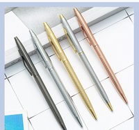 Stylo à bille en métal fin de 1.0mm de luxe en vente en gros Office Business Gravure à motifs Outil d'écriture de qualité supérieure