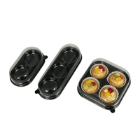 2/3/4-delige gebakdozen, bakkerijbenodigdheden, voedselveilige PET, wegwerpbaar, voor Franse fruit-taartjes, gouden plastic verpakking met transparant deksel