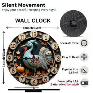Round Wooden Wall <b>Clock</b> 25x25Cm Nordic Farmhouse Silent Living Room Bedroom Decor <b>Clock</b> - Product Image 2